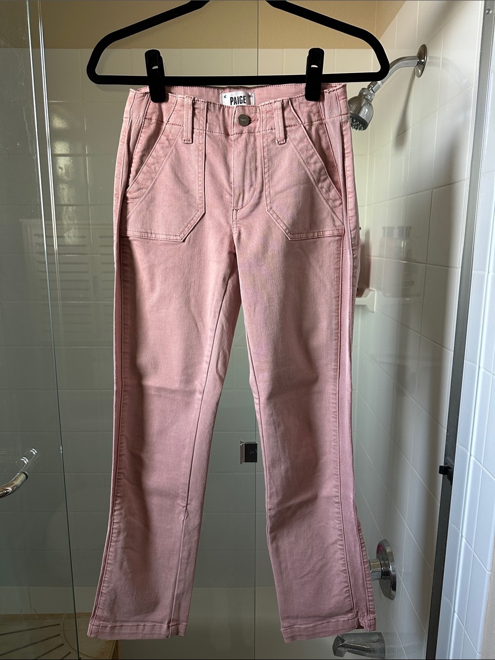 PAIGE Dusty Pink Utility Straight Jeans